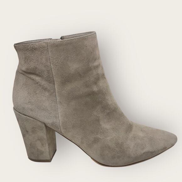 Steve Madden Gray Taupe Suede Ankle Boots Pointed Toe & Block Heels Size 10B - Picture 4 of 11